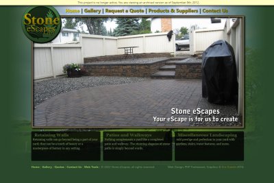 The home page of Stone eScapes' website